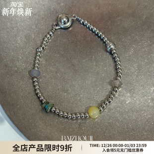 WAY MOON原创设计天然石高级感简约森系银色灰玛瑙手链手串