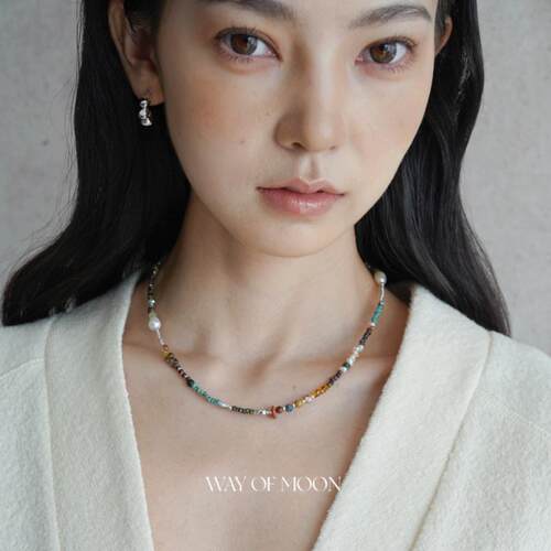 色彩古董油画串珠天然珍珠项链