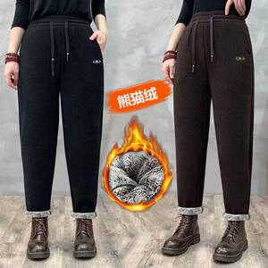 冬季特厚雪狐绒熊猫绒哈伦裤女加绒加厚休闲保暖女裤宽松长裤子