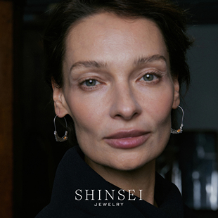 【森制SHINSEI官方】原创天然橙黄水晶耳勾