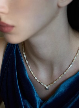 【森制SHINSEI官方】复古天然贝壳珠串项链 米色系 原创纯银