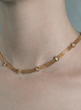 【森制SHINSEI官方】天然拉长石蕾丝链条项链 原创纯银