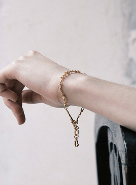 【森制SHINSEI官方】手工藤蔓扭纹OT扣拼接手链 原创纯银