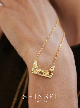 森制SHINSEI多色彩石项链红棕系