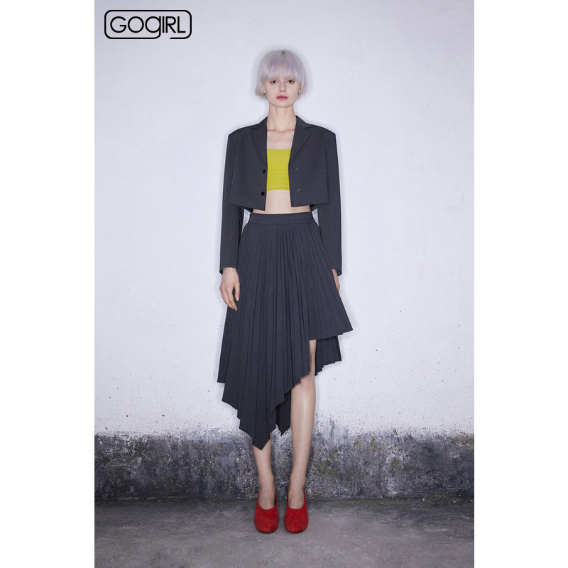 【专柜同款】GOGIRL 2021春装新品不规则底摆压褶裙女GR1D30|ruв категории Женская одежда, юбка - от Buy2taobao.com для оказания профессиональной услуги покупки агента Taobao