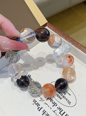 天然水晶手串 原创设计珠宝手链 爆款手饰批发 红胶花水晶手串diy