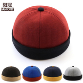 阳冠2023新款 流氓雅痞潮帽 秋冬瓜皮帽男女复古卷边地主帽圆顶韩版