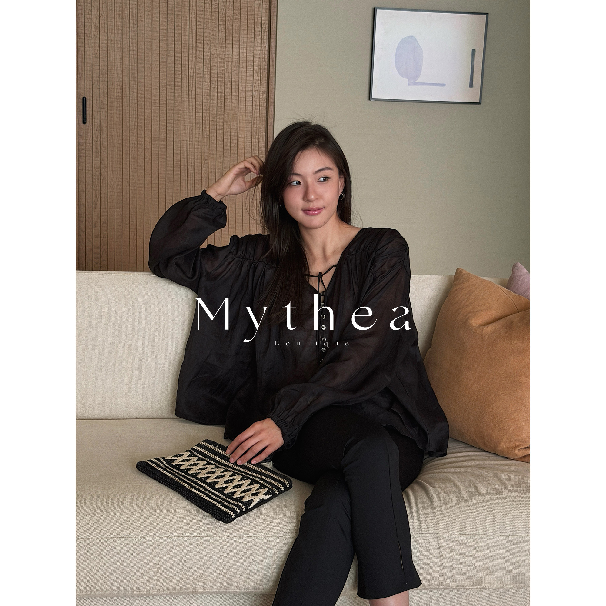 SOTHEA 法式松弛感轻薄100苎麻微透抽皱衬衫春秋衬衣设计感上衣