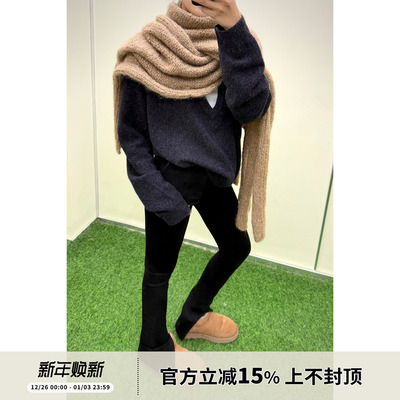 SOTHEA 秋冬时髦打底Bi备修身紧身显瘦脚口开衩高弹力裤休闲裤