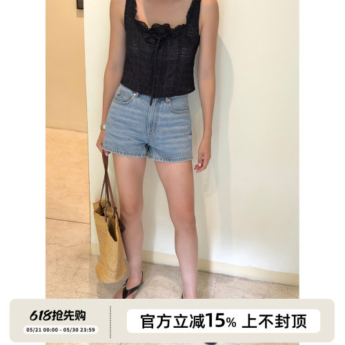 SOTHEA 2026年夏季经典佰搭高腰版型好看的水洗牛仔A字短裤女