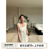 SOTHEA夏日all white简约美学大方领设计A字廓形醋酸马甲连衣裙女