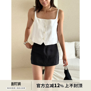上装 马甲式 外穿性感上衣女 2026年夏日亚麻透气方领短款 SOTHEA