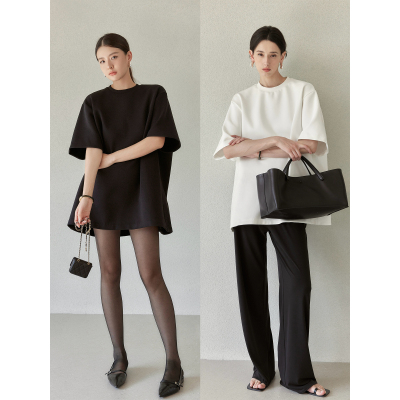 时髦大廓形空气层休闲连衣裙