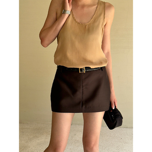 精奢真丝羊毛低腰短裙裤 SOTHEA 老钱风 2026年夏季 包臀半身裙 短款