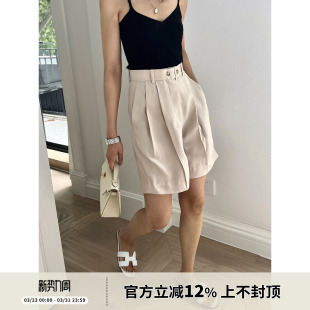 短裤 SOTHEA 女百慕大宽松显瘦西装 百搭通勤双褶休闲裤 时髦夏日