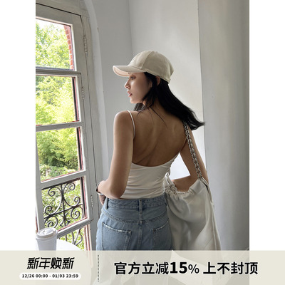 露背时髦超细肩带莫代尔针织吊带