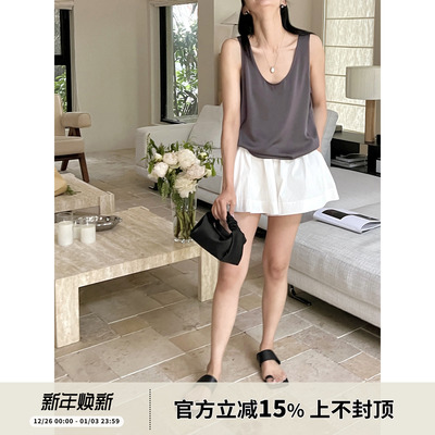 显瘦进口三醋酸质感U领背心