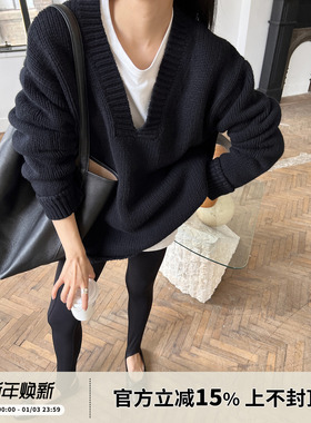 SOTHEA 入秋经典 chao重磅美丽奴全羊毛廓形V领套头宽松针织毛衣