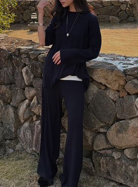 SOTHEA chao柔软水溶全羊毛套装/落肩长袖上装/阔腿裤