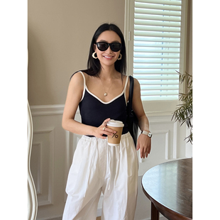 显瘦设计感小众复古撞色吊带修身 内搭打底女 时髦百搭修身 SOTHEA