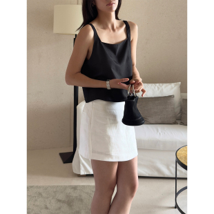 SOTHEA 笈简风轻盈斜纹仿真丝方领吊带外穿性感上衣女 2026年夏季