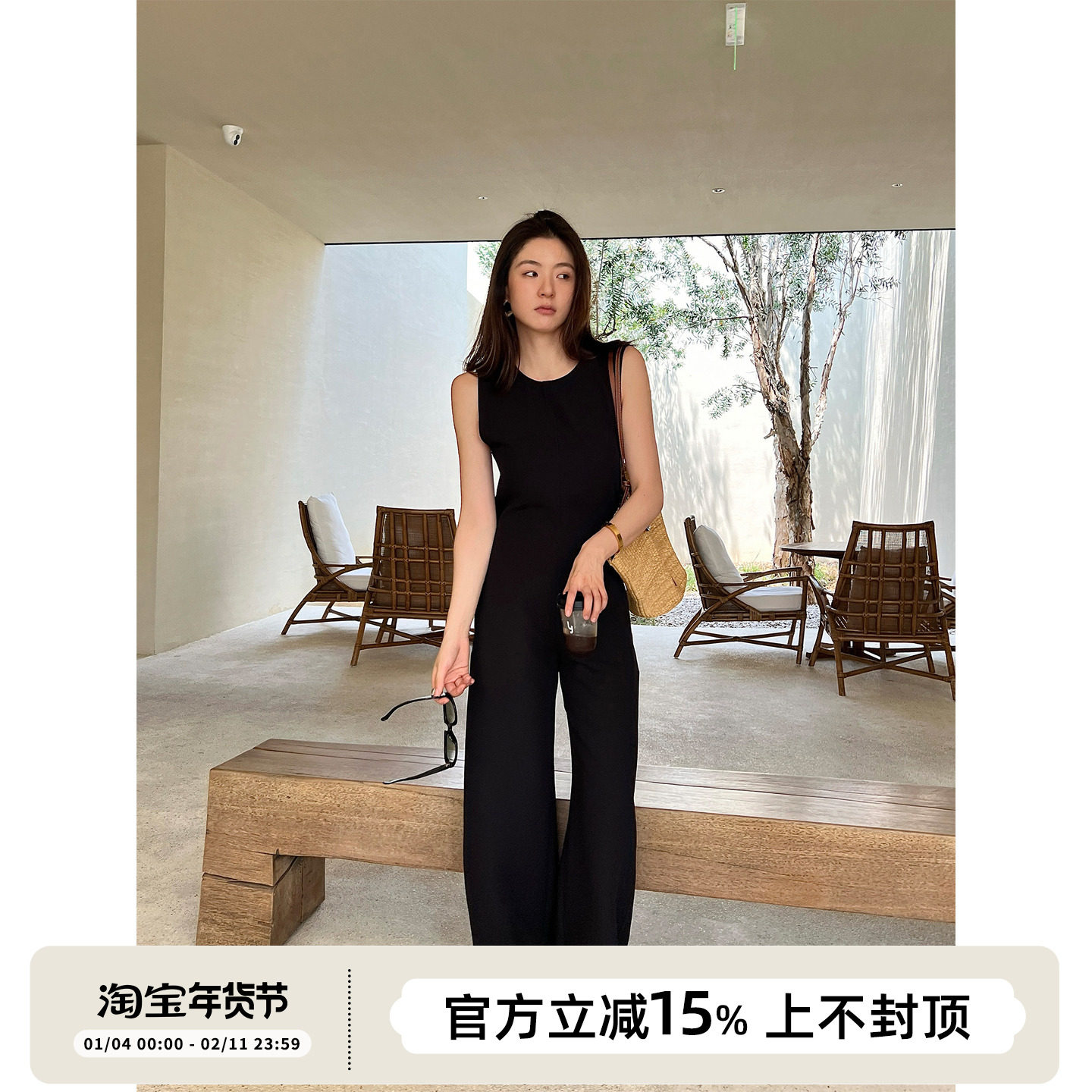 SOTHEA经典版型纸片人随性显瘦长腿垂坠感无袖背心连体裤连衣裤女,女装/女士精品,连体衣/裤,淘宝优惠券,粉丝福利购,淘宝优惠卷