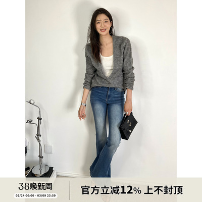 SOTHEA中腰紧身微喇及地牛仔裤