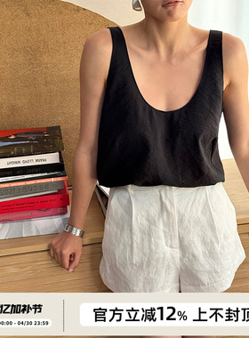 SOTHEA 法式松弛感 2026年夏季亚麻感真丝混纺深U领背心外穿上衣