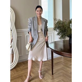 SOTHEA 设计感小众外套 早春轻盈G级精纺羊毛双排扣微廓形休闲西装