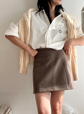 SOTHEA 今季大热B入款时髦刺绣条纹衬衫/韩国进口厚棉版