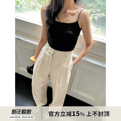 中腰经典百搭长裤棉麻阔腿