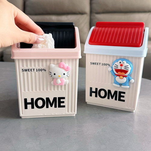 高颜值小房子桌面垃圾桶带盖