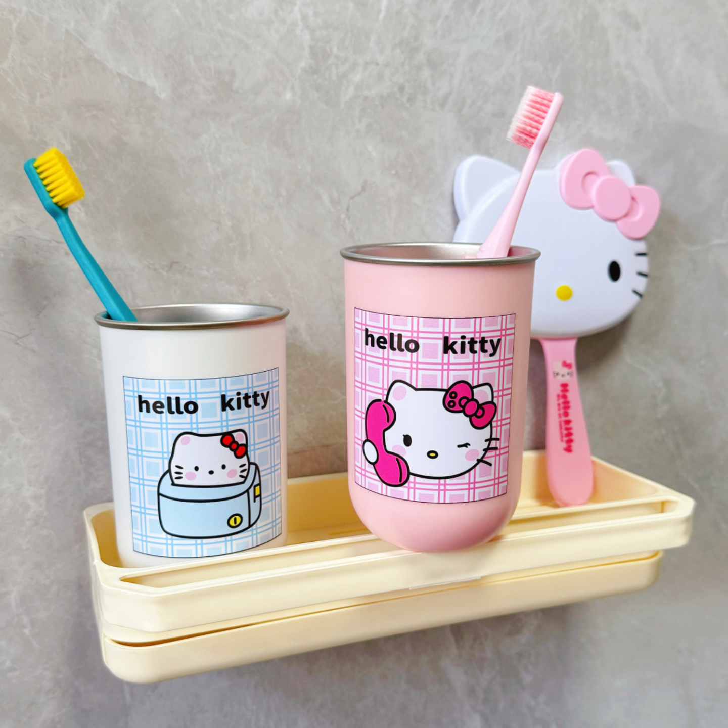 可爱少女心猫咪漱口杯