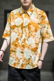 大码短袖衬衫免烫宽松潮花夏款休闲刺绣T恤QT4066-T2118-P55，男装衬衫，电商A227