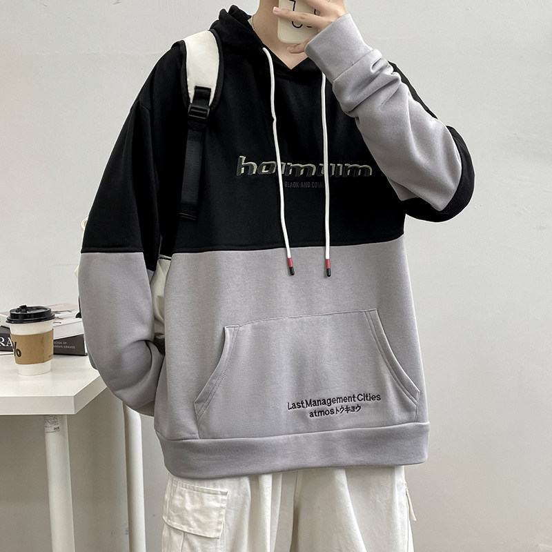 港风春秋冬季卫衣男连帽韩版刺绣宽松大码套头衫QT4066-WY057-P58图片