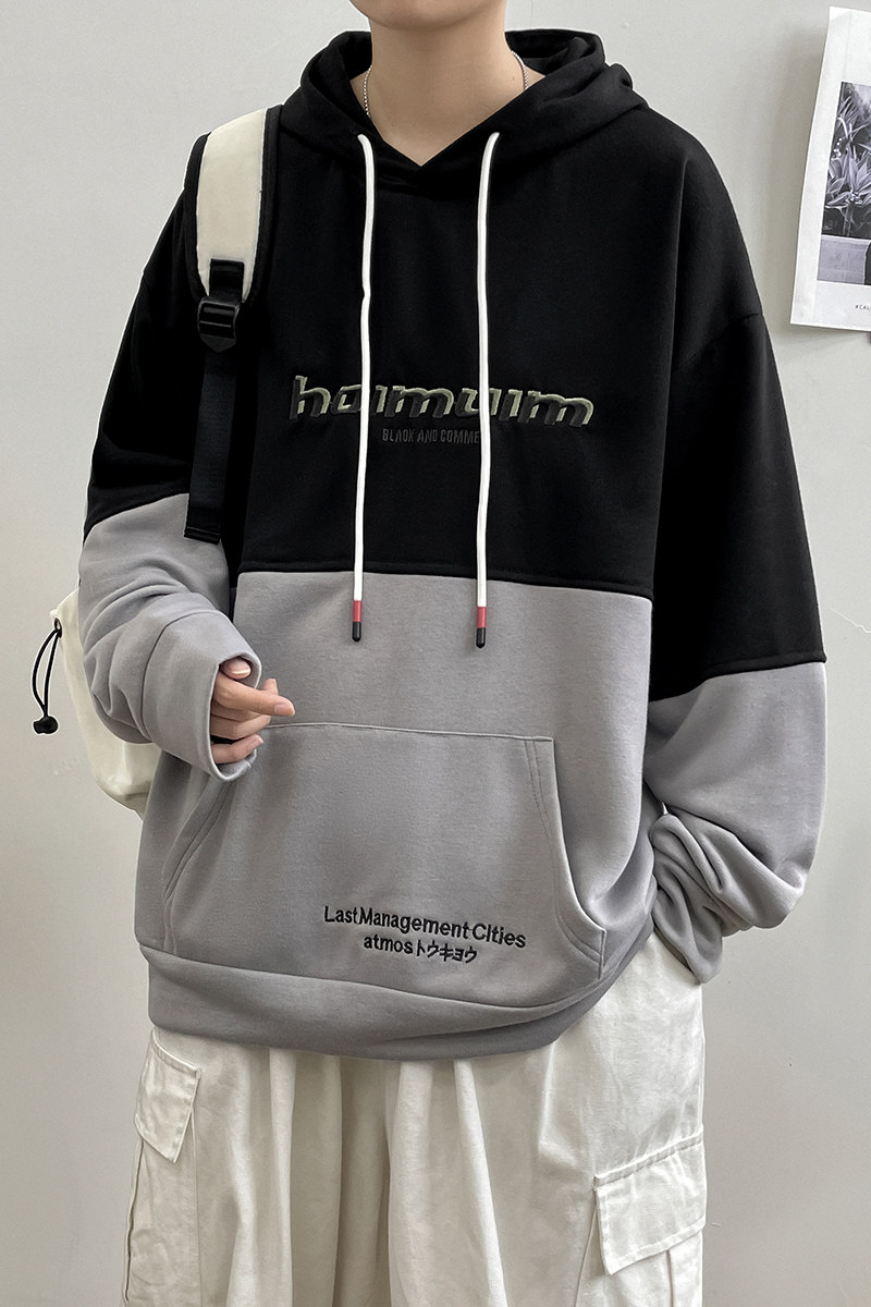 港风春秋冬季卫衣男连帽韩版刺绣宽松大码套头衫QT4066-WY057-P58,男装卫衣,电商A227