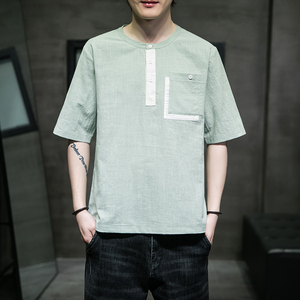 复古新款唐装夏季短袖T恤风汉服潮刺锈A227-T2102-P55图片