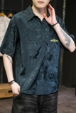 男士夏款短袖T恤棉麻风大码潮印花刺绣透QT4066-T2117-P55，男装T恤，电商A227