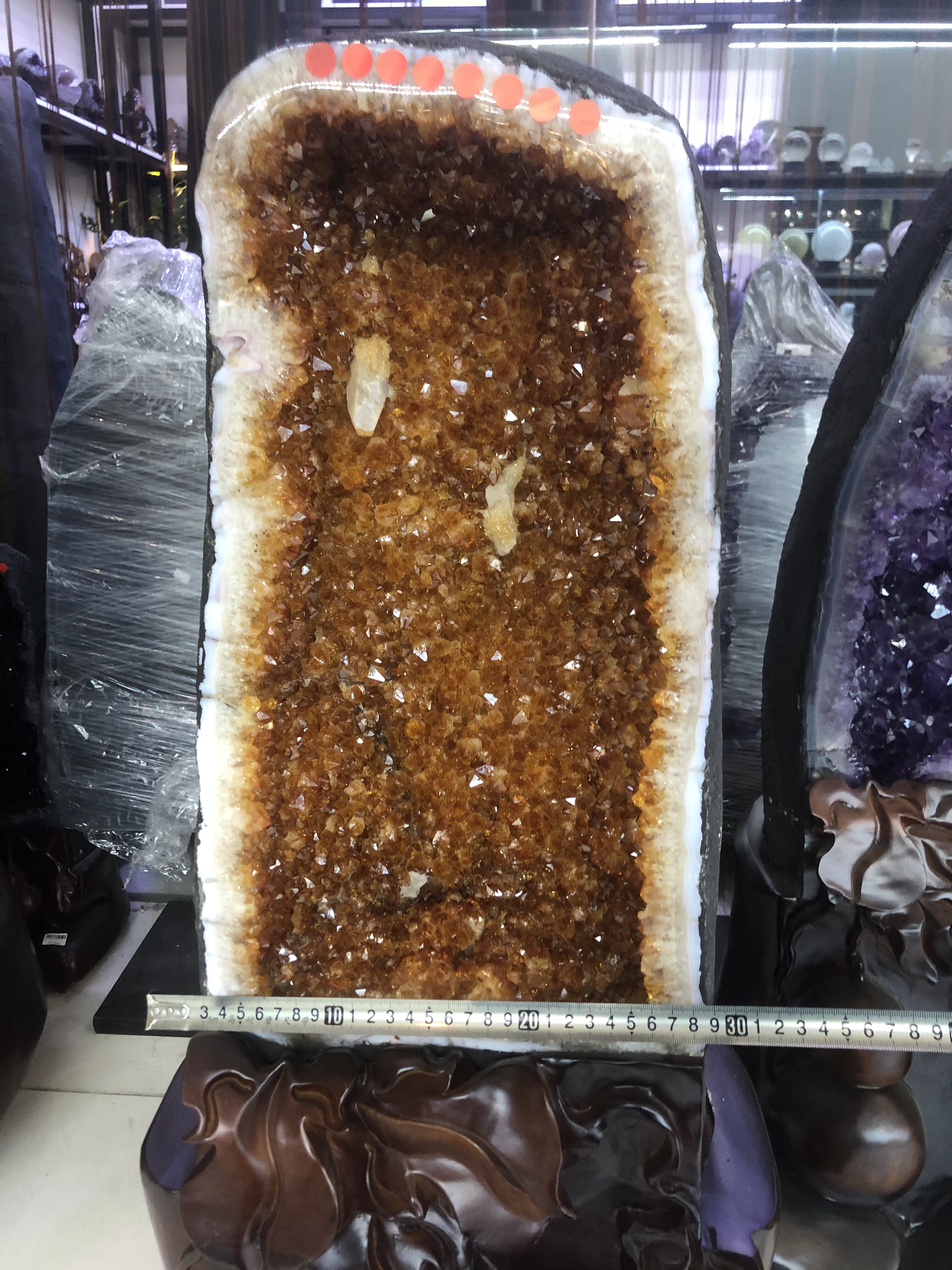 天然黄水晶洞聚宝盆钱袋子恐龙蛋原石摆件家居观赏石102cm68kg