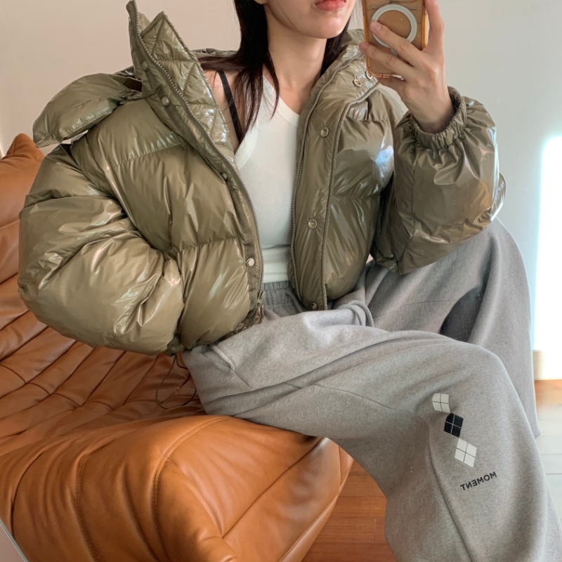韩国东大门羽绒棉服女短款加厚宽松可脱卸帽子袖子小个子面包外套