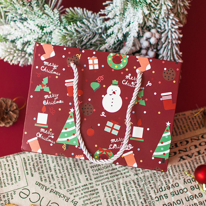 圣诞节日礼物袋卡通手提礼品袋围巾手套包装纸袋手拎袋子服装礼袋