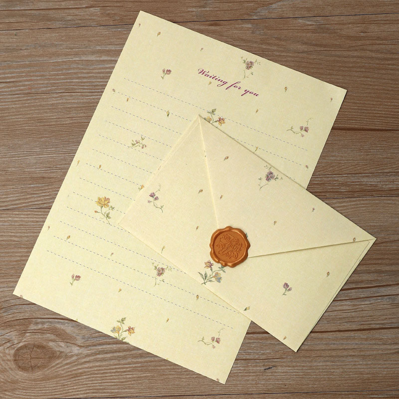 复古玫瑰碎花信封信纸套装礼物留言手写信情书告白浪漫信纸牛皮纸