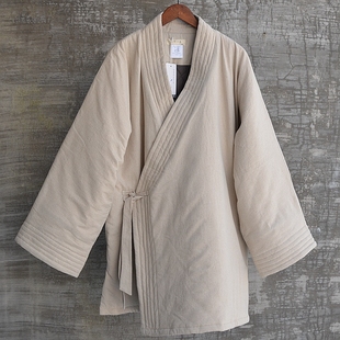 原创冬季 亚麻色棉花棉衣棉服棉袍外套中长保暖加厚打坐禅修居士