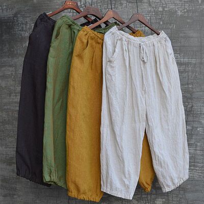 三世一木八分裤亚麻灯笼裤大码