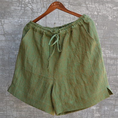 三世一木夏季亚麻短裤宽松大码