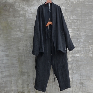 三世一木原创男装春秋亚麻立领长袖中式复古文艺百搭国风休闲汉服