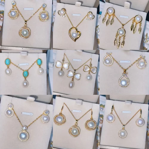 天然淡水珍珠耳饰锁骨链时尚流行珍珠首饰套装