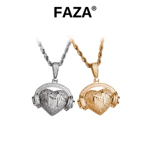 嘻哈满钻心跳耳机吊坠时尚潮流炫酷铜镶锆石男女百搭项链挂件配饰