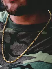 Hip-Hop Gold Necklace, Titanium Steel Twisted Fake Gold Chain, Internet Celebrity Necklace, Non-Fading Versatile Pendant