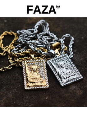 潮牌胜利女神项链男嘻哈满钻吊坠